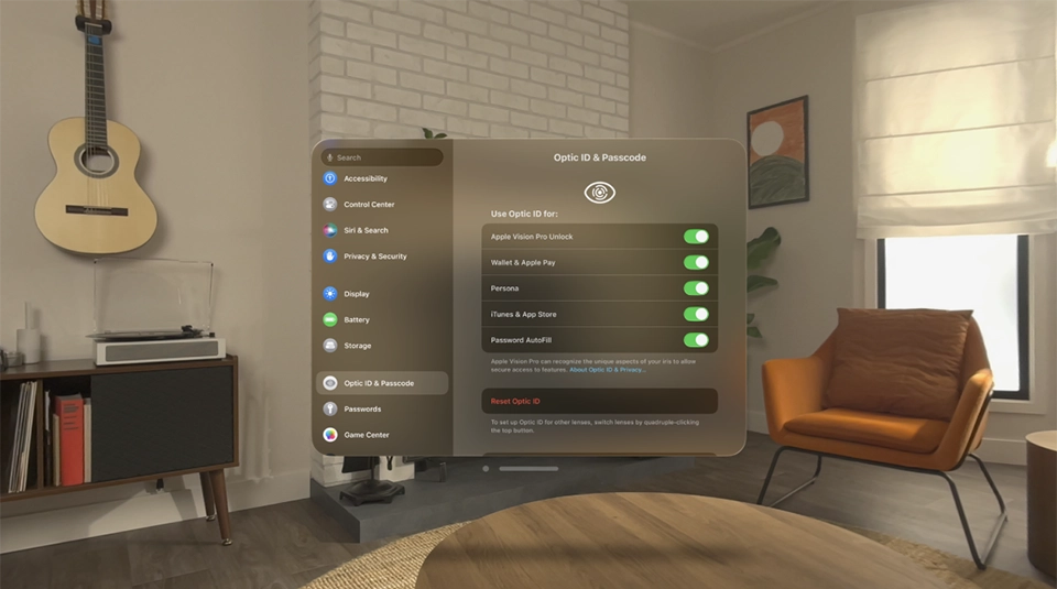 Apple Vision Pro - Optic ID Settings